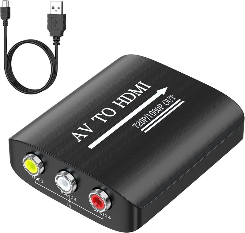 GINGIN AV to HDMI Converter, AV to HDMI Adapter Support 720p/1080p for PS1/PS2/PS3/Xbox 360/WII/N64/SNES/STB/VHS/VCR/Blue-Ray DVD Players - Image 1